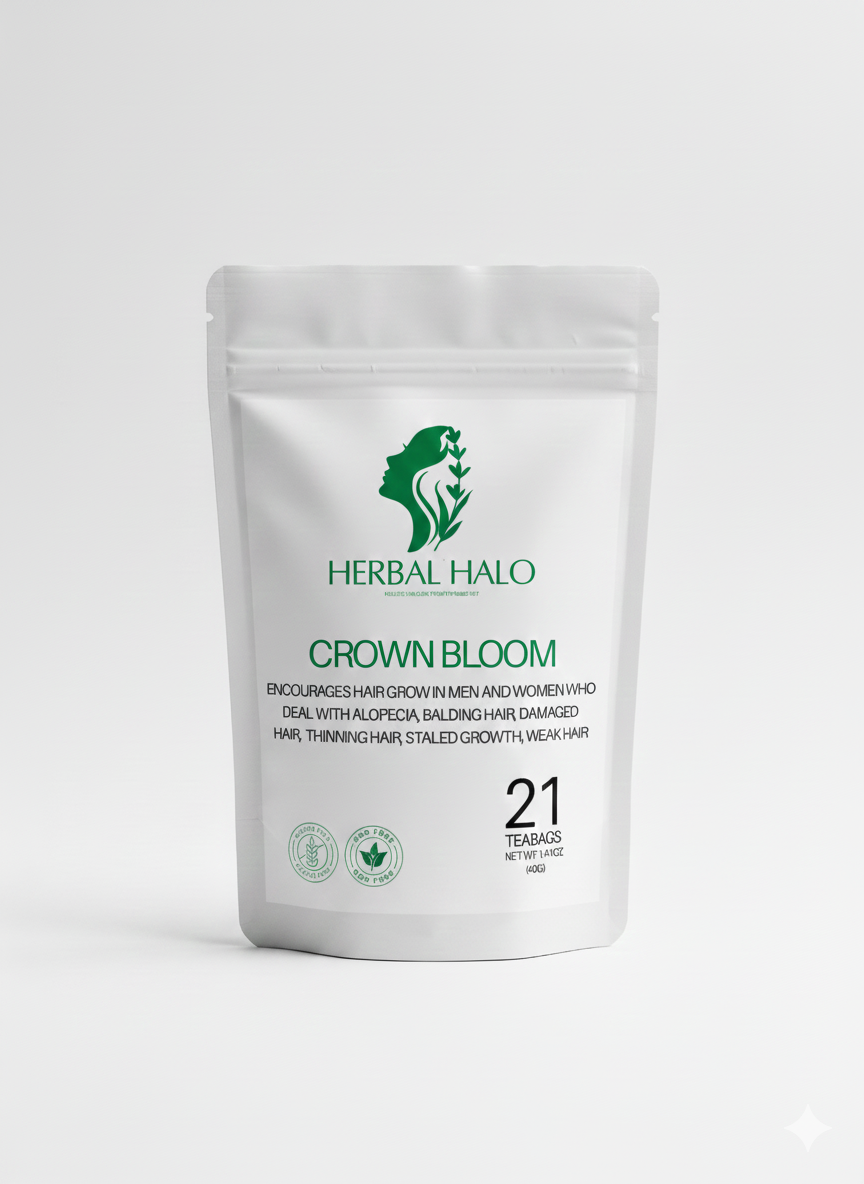 Crown Bloom herbal tea pouch — 21 tea bags for scalp health and hair growth